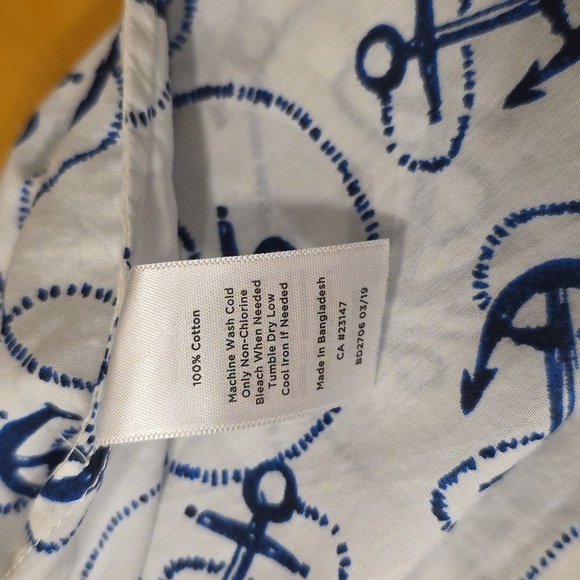 Talbots Blue and White Anchor Print Tunic Top - Picture 5 of 5